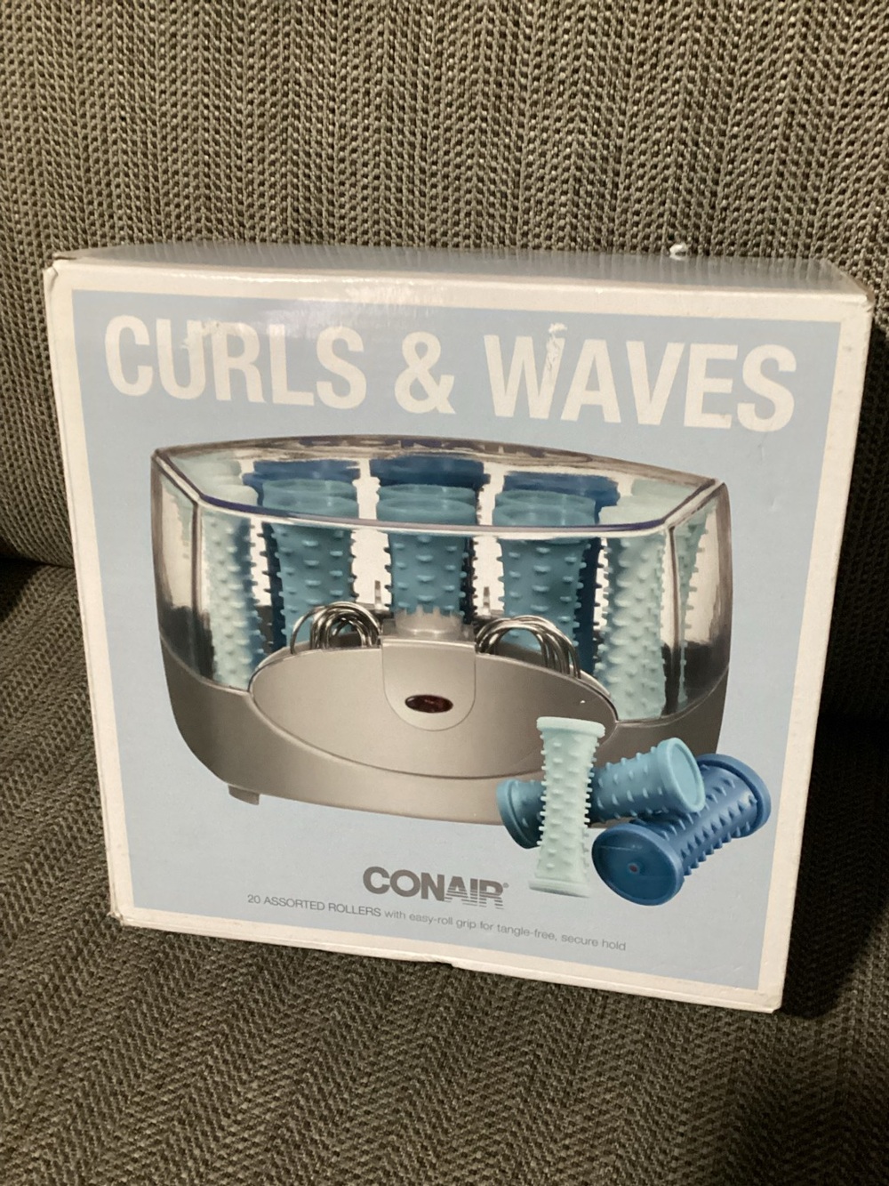 Conair Curls & Waves Compact Multi-size Hot Rollers 20 Blue HS34XAM w/pins NIB